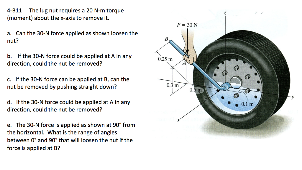 Solved 4-B11 The lug nut requires a 20 N-m torque (moment) | Chegg.com