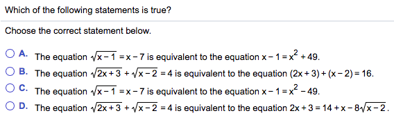 Solved Which of the following statements is true? Choose | Chegg.com