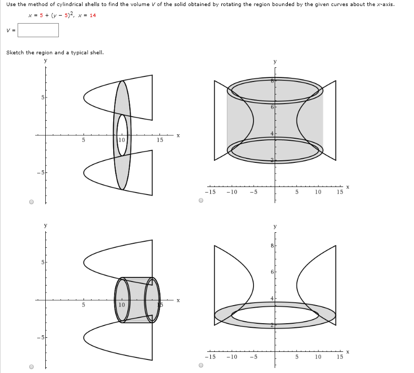 Solved Use the method of cylindrical shells to find the | Chegg.com