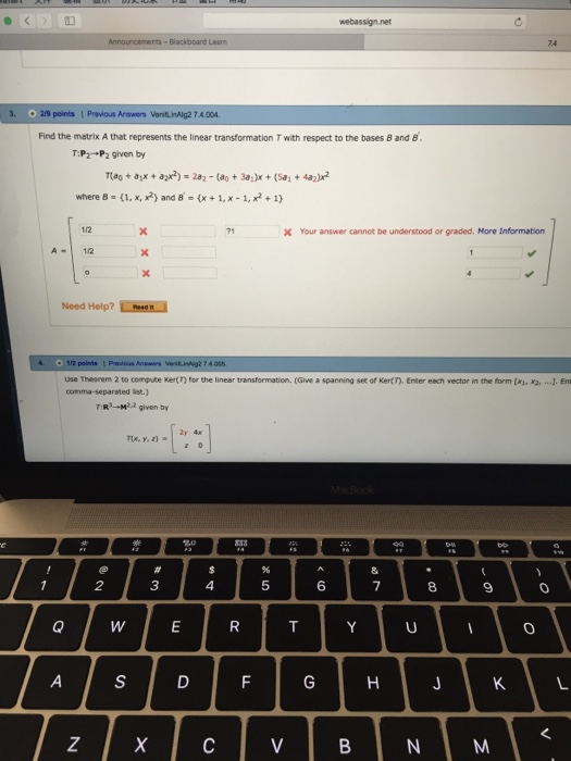Solved Find the matrix a that represents the linear | Chegg.com