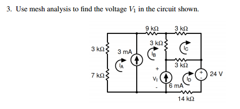 Solved Use mesh analysis to find the voltage V_1 in the | Chegg.com