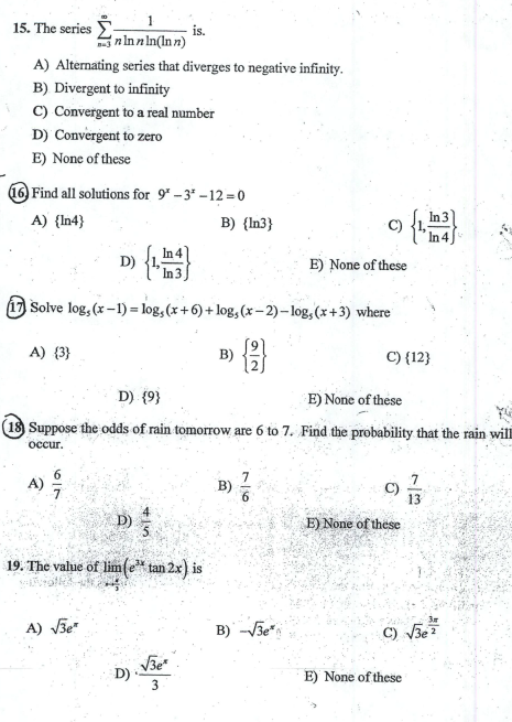 Solved 15. The series is 16.) Find all solutions for 9^x - | Chegg.com