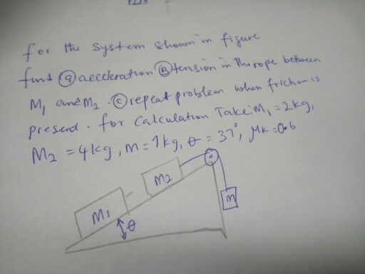 Solved For The System Shown In Figure Find a Acceleration Chegg
