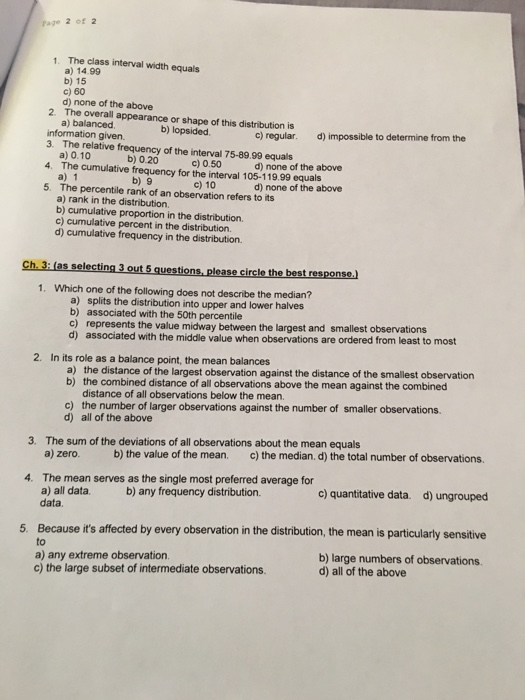 Solved The class interval width equals 14.99 15 60 none of | Chegg.com