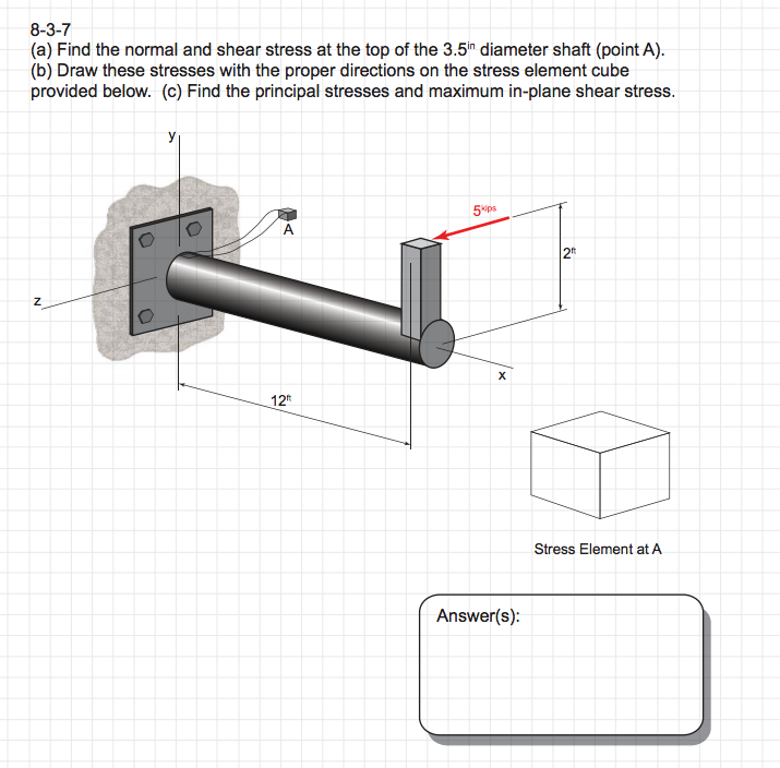 Solved 8-3-7 (a) Find the normal and shear stress at the top | Chegg.com