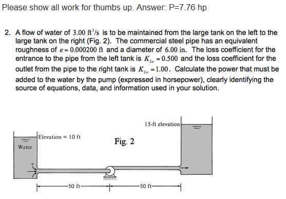 Solved A flow of water of 3. 00 ft^3/s is to be maintained | Chegg.com