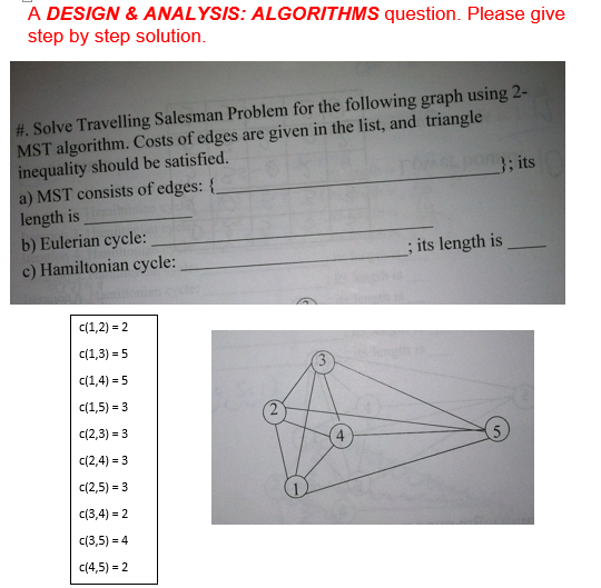 solve the following travelling salesman problem so as to minimize the cost per cycle