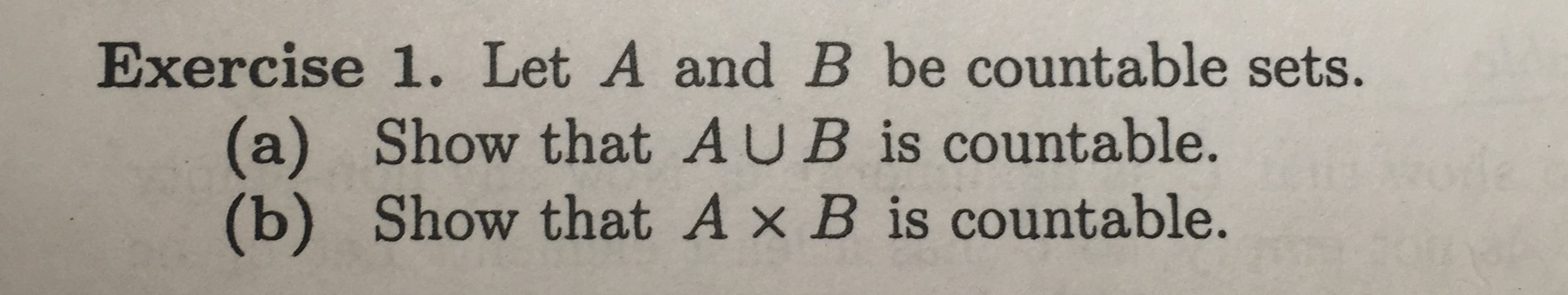 Solved Exercise 1. Let A And B Be Countable Sets (a) Show | Chegg.com