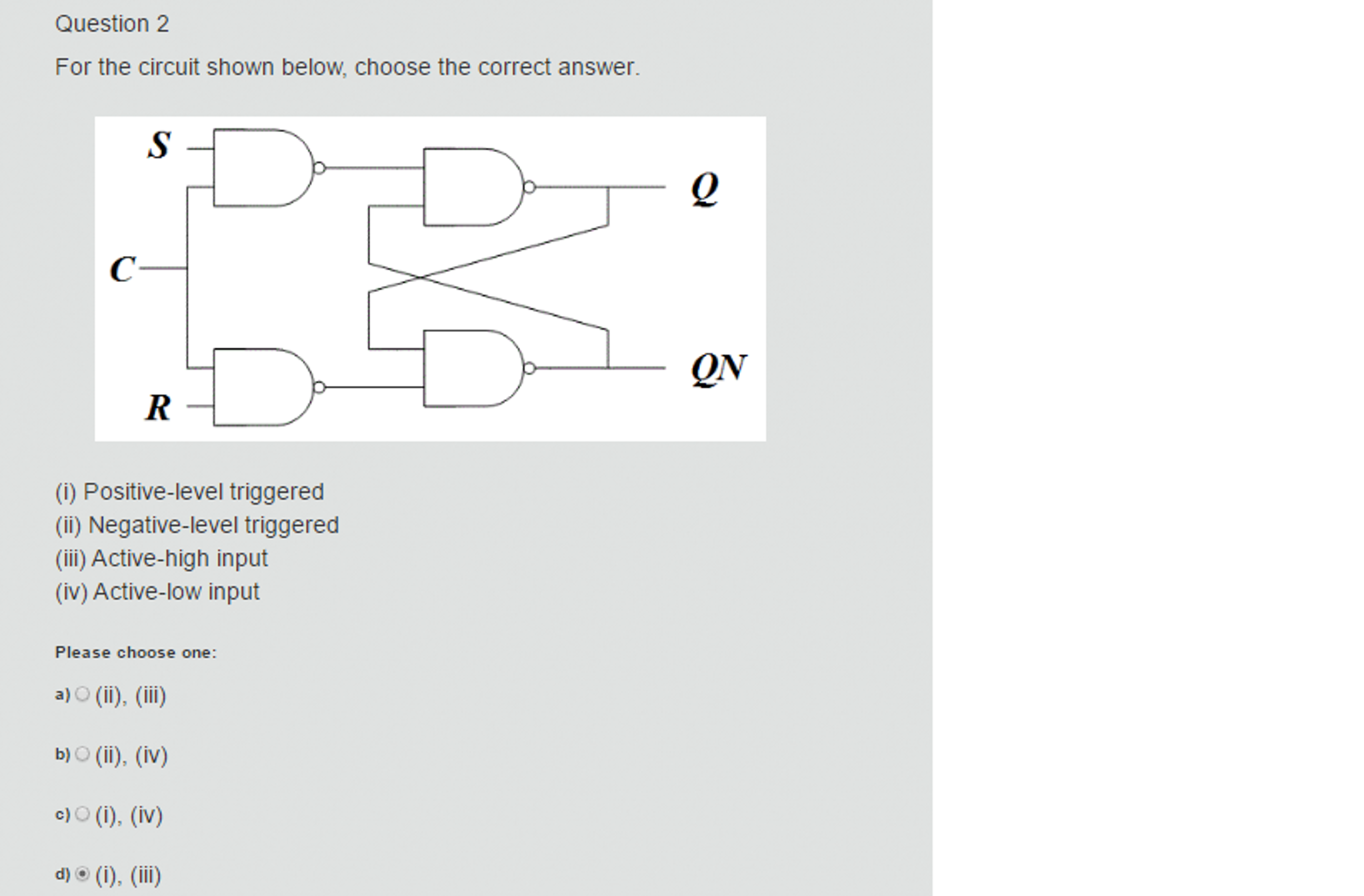 Solved Question 2 For the circuit shown below, choose the | Chegg.com