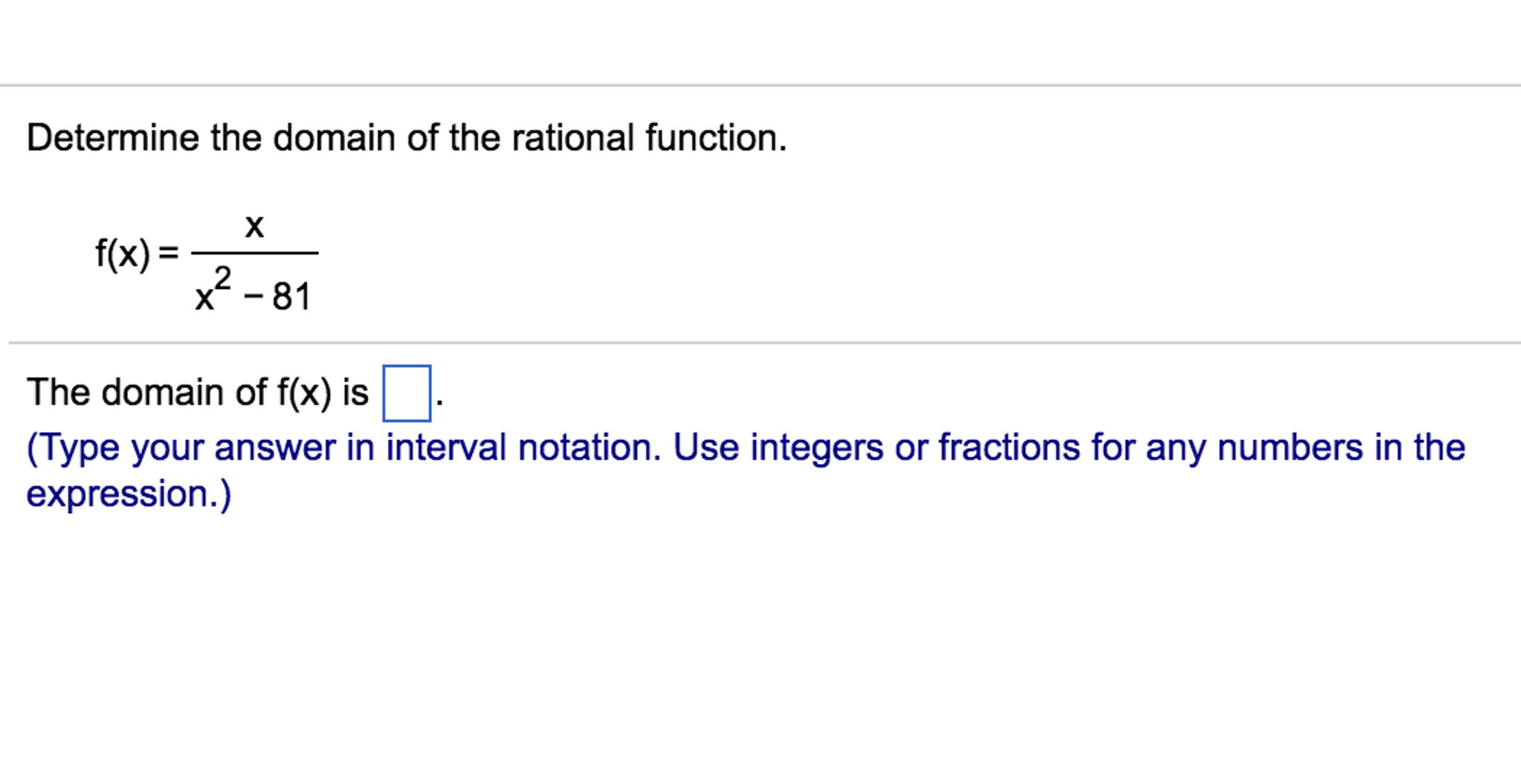 the domain of the rational function f x