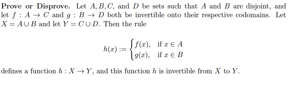 Solved Prove Or Disprove. Let A, B, C, And D Be Sets Such | Chegg.com