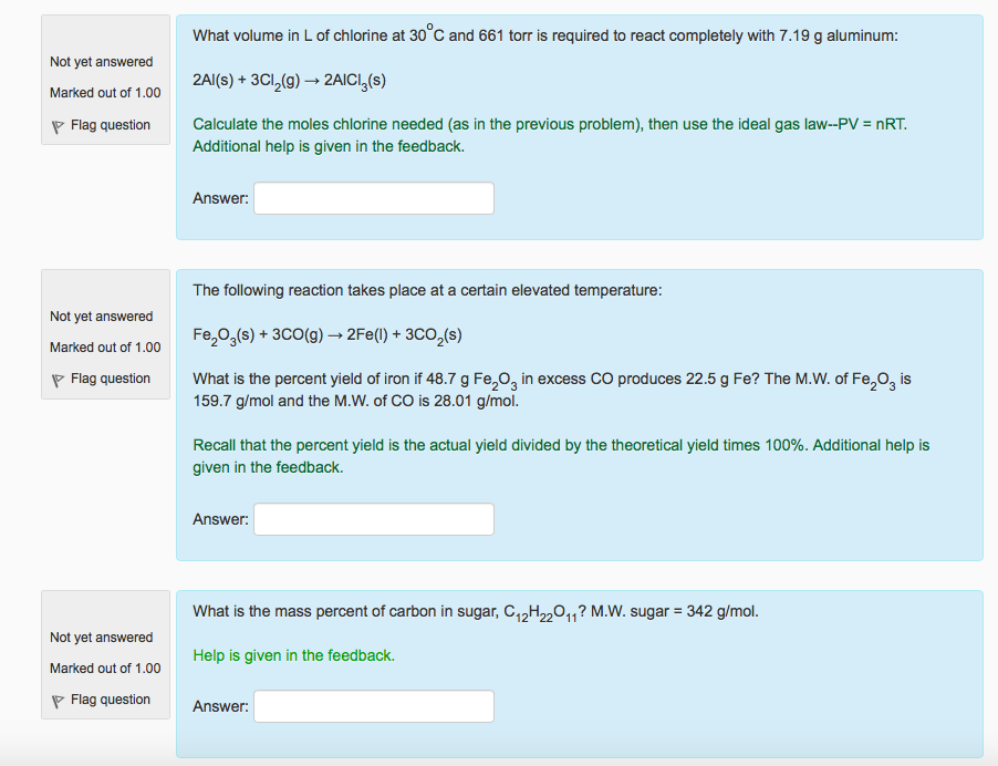 Solved What volume in L of chlorine at 30 degree C and 661