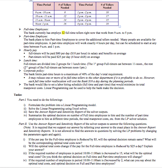 Solved Fulltime Employees The bank currently has
