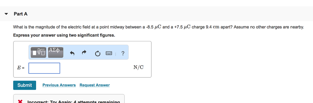 Solved ? Part A What is the magnitude of the electric field | Chegg.com
