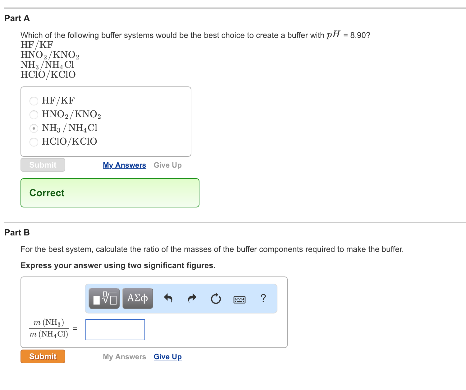 Solved Part A Which of the following buffer systems would be | Chegg.com