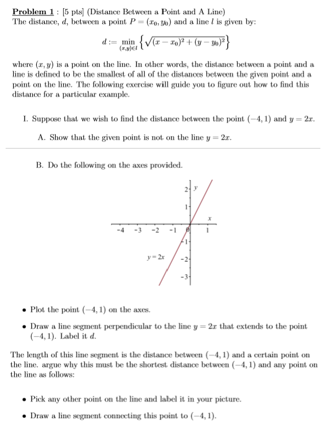 Solved Problem 1 5 pts (Distance Between a Point and A Line) | Chegg.com