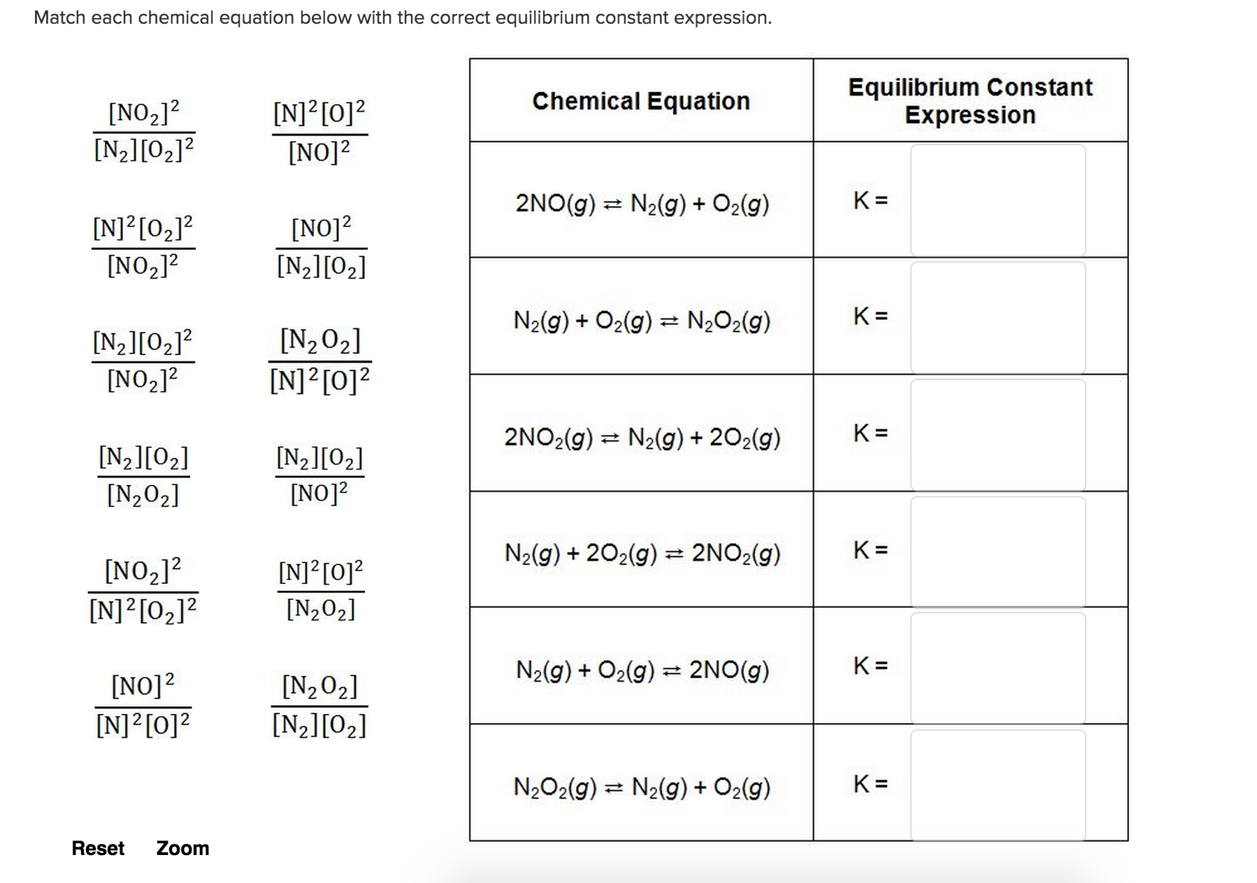 Solved Match Each Chemical Equation Below With The Correct 