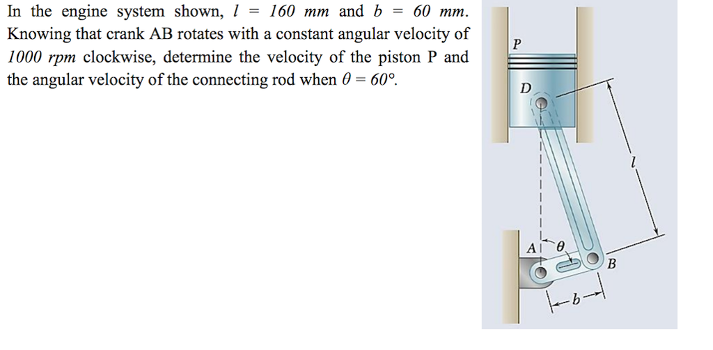 Solved In the engine system shown, l = 160 mm and b = 60 mm.