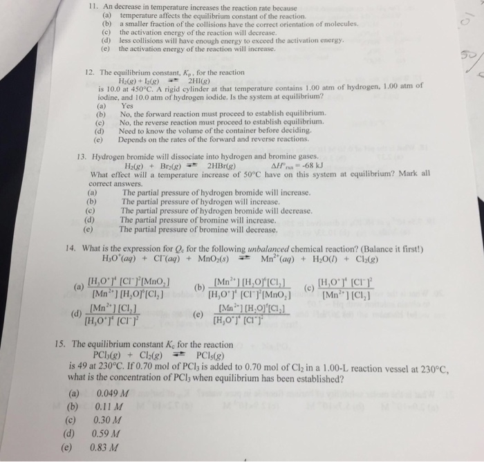 Solved An decrease in temperature increases the reaction | Chegg.com
