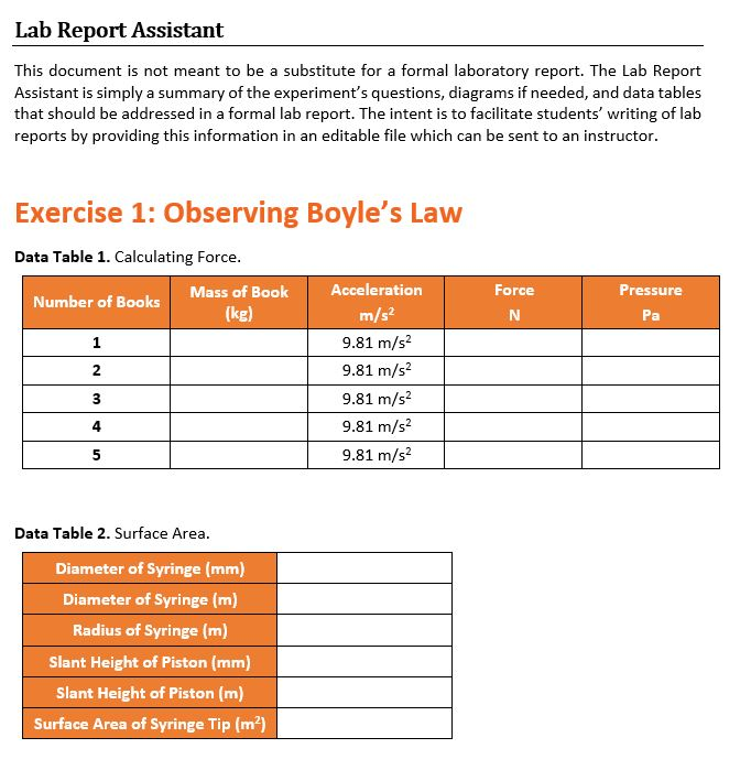 Lab Report Table | Decoration Examples