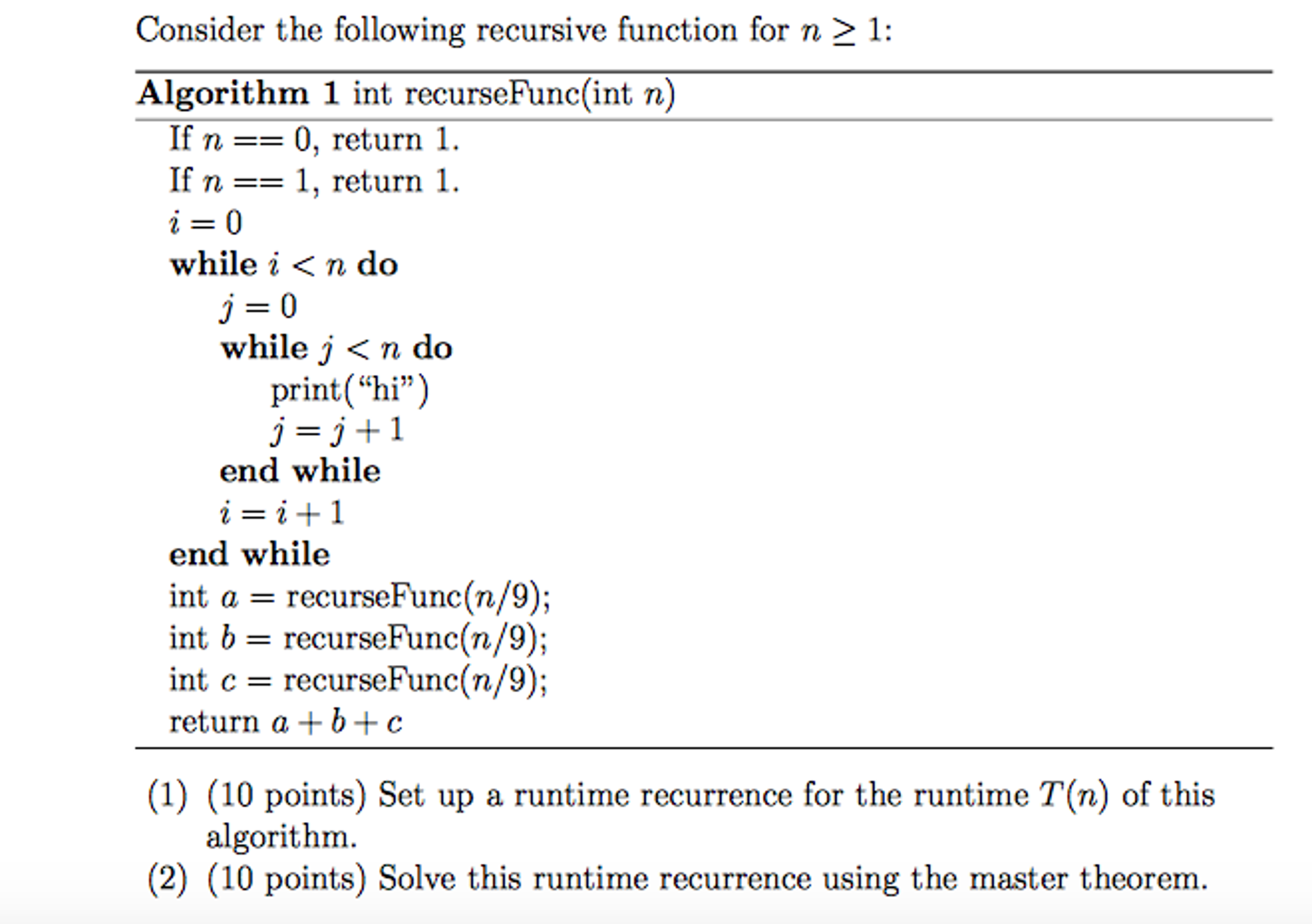 consider-the-following-recursive-function-for-n-chegg