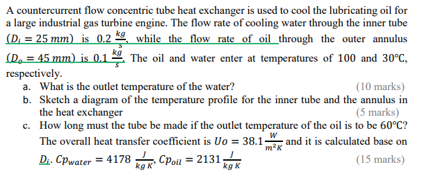 solved-a-countercurrent-flow-concentric-tube-heat-exchanger-chegg