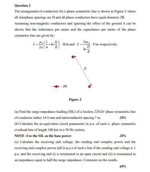 Solved Question 2 The Arrangement Of Conductors For A Phase Chegg