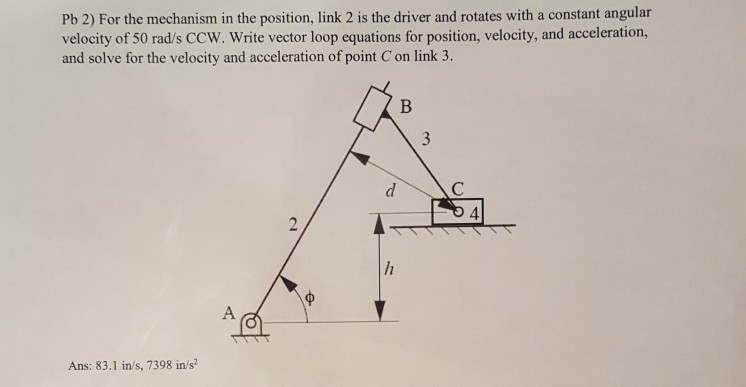 Solved Pb 2) For the mechanism in the position, link 2 is | Chegg.com