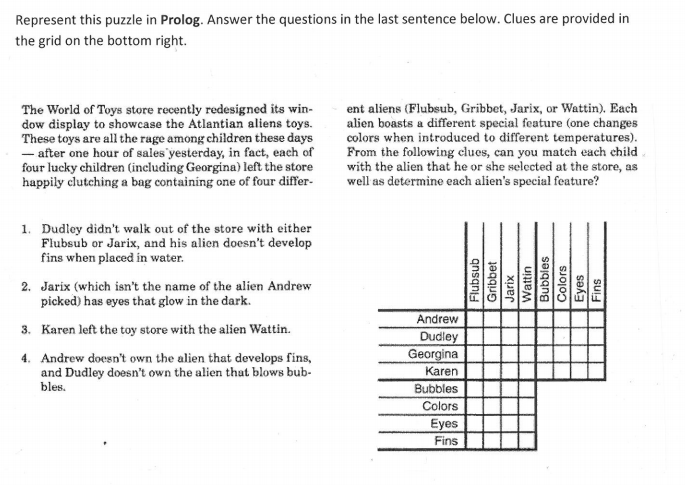 Solved Represent this puzzle in Prolog. Answer the questions | Chegg.com