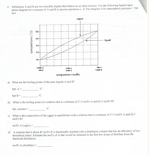 Solved Substances A and B are two miscible liquids that | Chegg.com