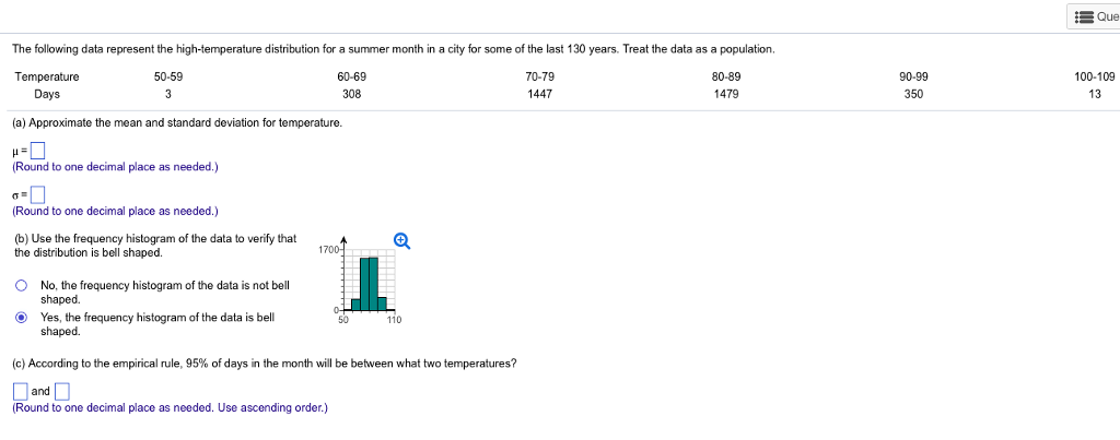 Solved The following data represent the high-temperature | Chegg.com