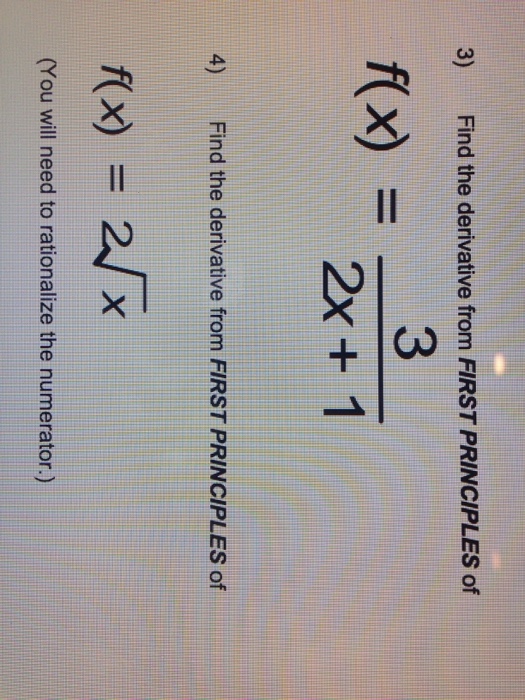 find the derivative of 1 x 2 using first principles