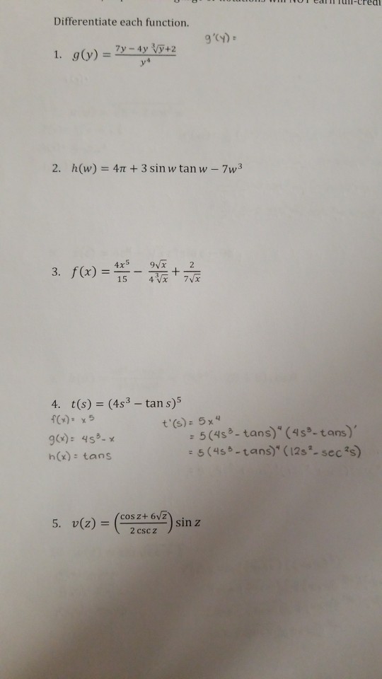 Solved L EalilTuIl Cred Differentiate Each Function 9 y Chegg