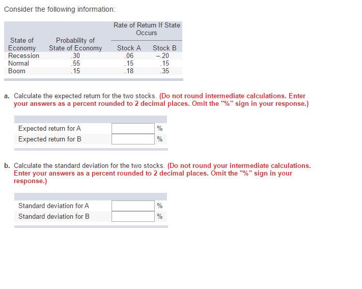 Solved Consider The Following Information: A. Calculate The | Chegg.com