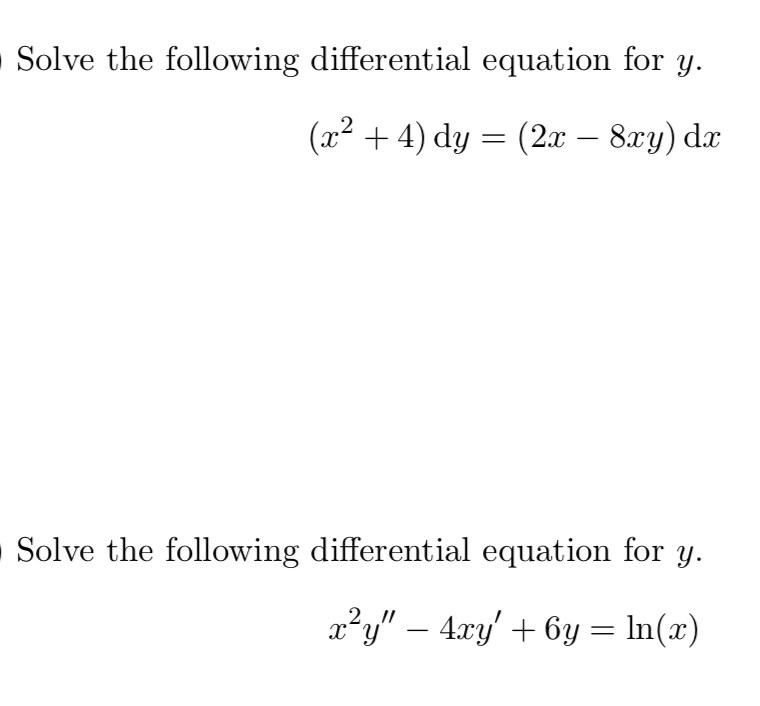 Solved Solve the following differential equation for g- (x2 | Chegg.com