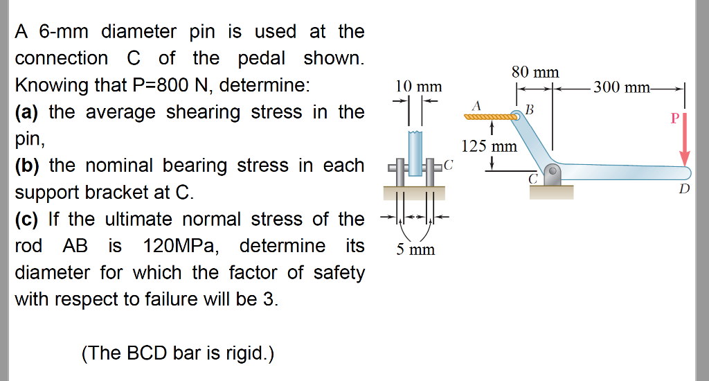 Solved A 6mm diameter pin is used at the connection C of