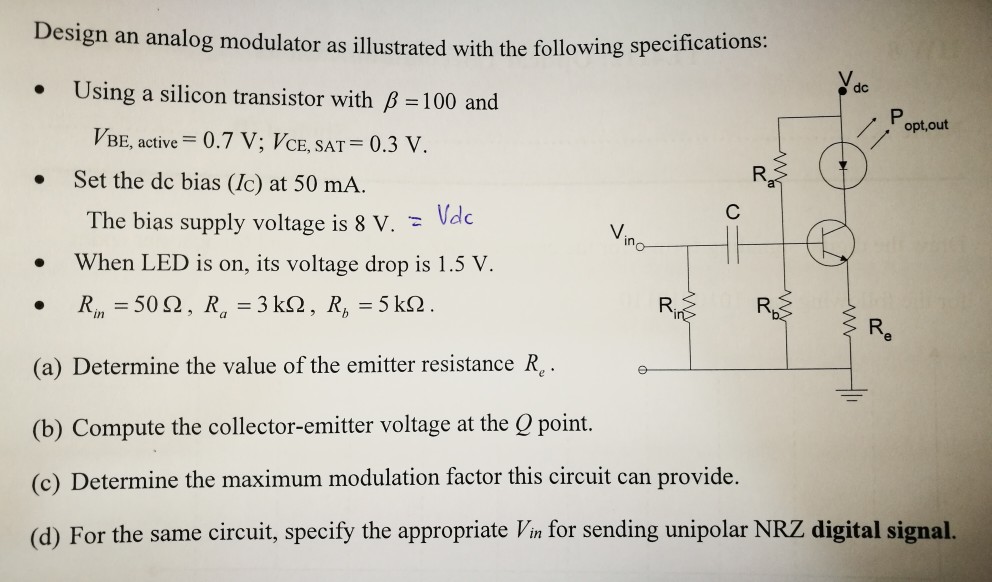 Solved Design an analog modulator as illustrated with the | Chegg.com