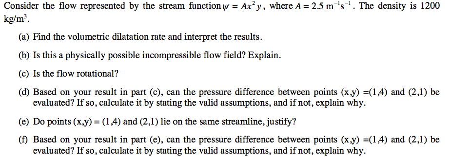 Solved Consider the flow represented by the stream function | Chegg.com