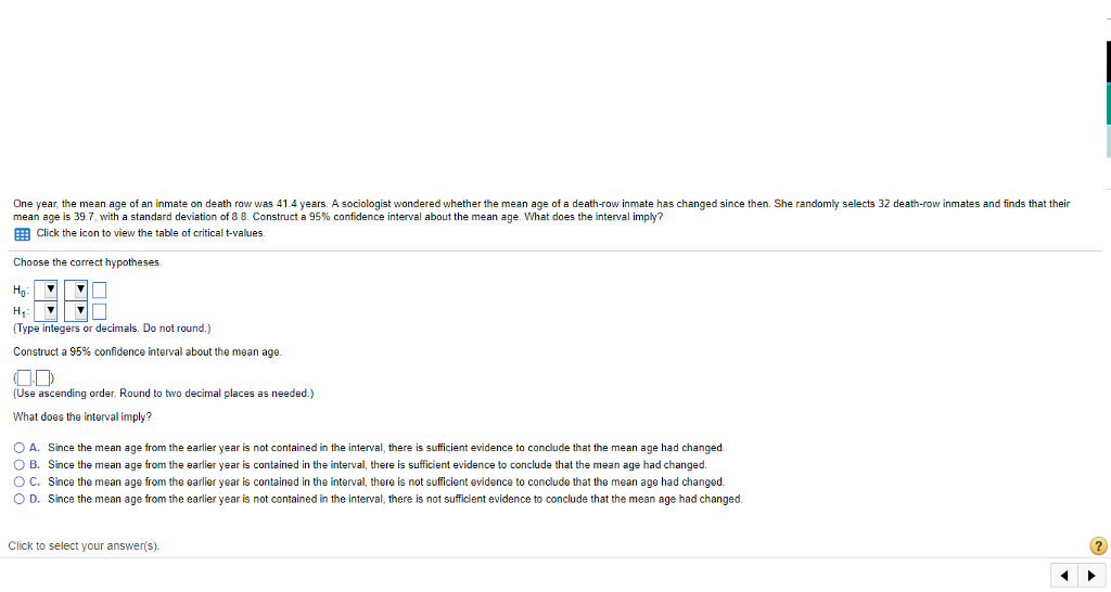 Solved One year, the mean age of an inmate on death row was