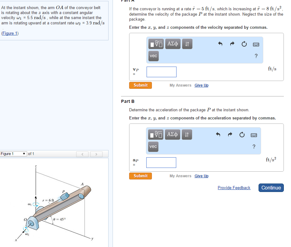 Solved At the instant shown, the arm OA of the conveyor belt | Chegg.com