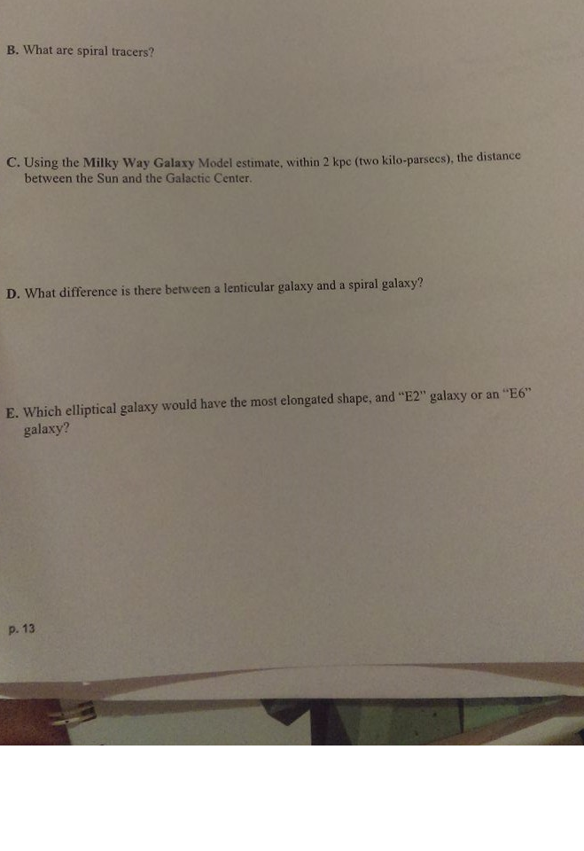 Solved What are spiral tracers? C. Using the Milky Way