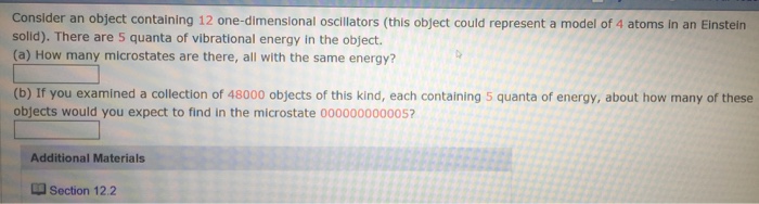 Solved Consider an object containing 12 one-dimensional | Chegg.com