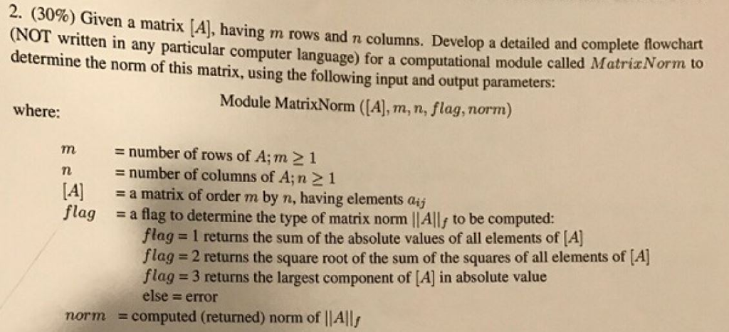 2. 0%) Given a matrix A having m rows and n columns. | Chegg.com