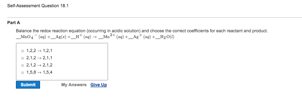 Solved Exercise 18.17 Part A Which of the following redox | Chegg.com