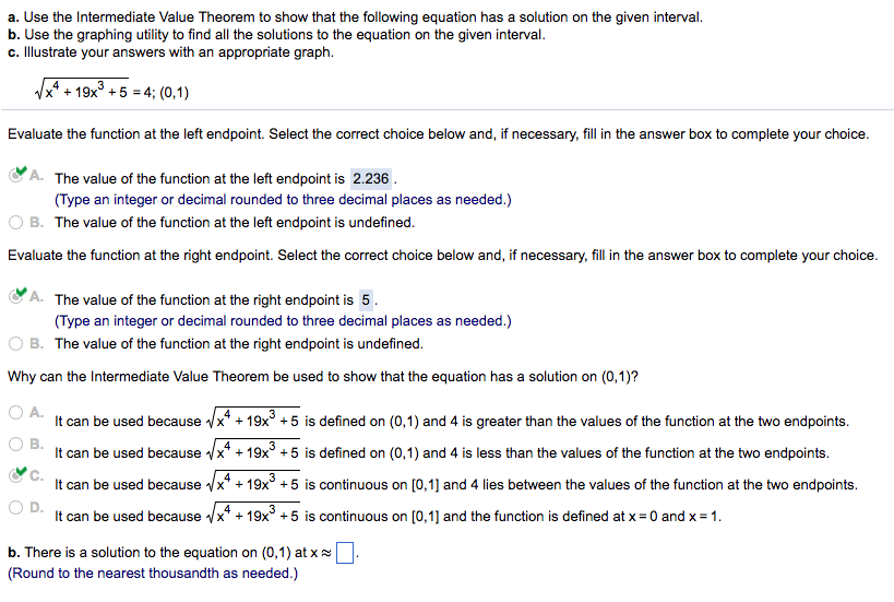 Solved a. Use the Intermediate Value Theorem to show that | Chegg.com