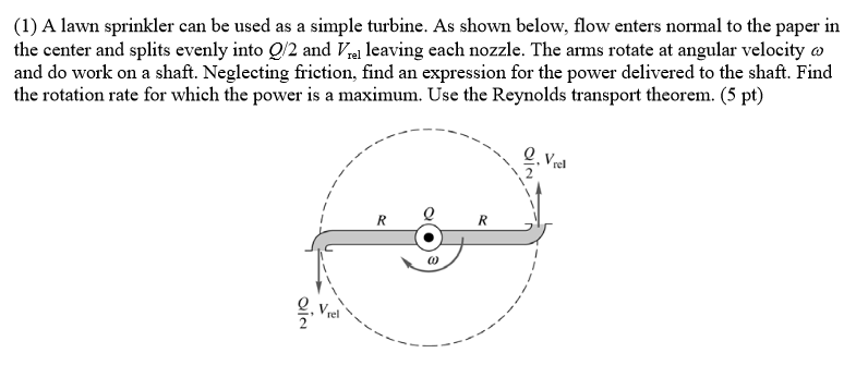 Solved (1) A lawn sprinkler can be used as a simple turbine. | Chegg.com