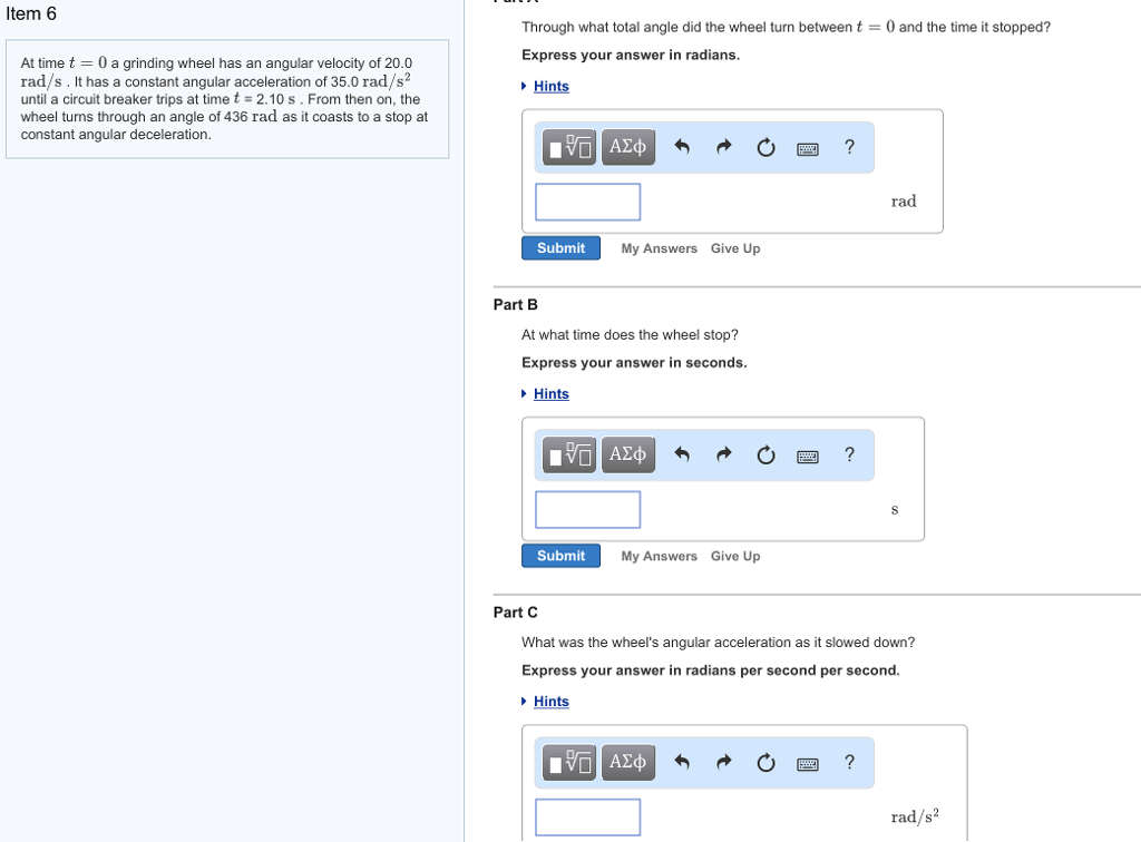 Solved Item 6 Through what total angle did the wheel turn