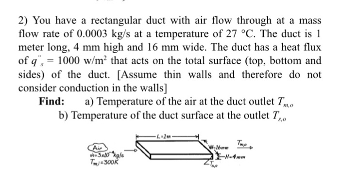 Solved You have a rectangular duct with air flow through at | Chegg.com