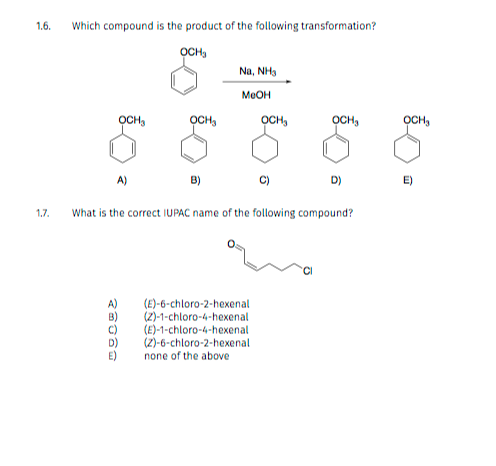 Solved Which compound is the product of the following | Chegg.com