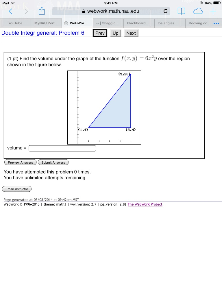 Solved Find the volume under the graph of the function f(x, | Chegg.com